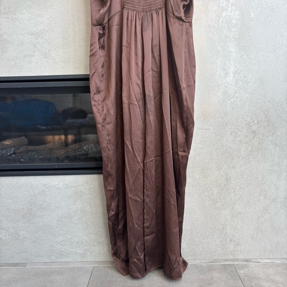 Reformation Frankie 100% Silk Maxi Slip Dress in Brown, Size 14 - Picture 13 of 16